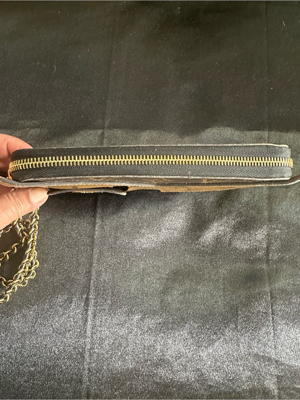 Louis Vuitton Monogram Brown & Tan Chain Wristlet Clutch - Picture 9 of 16